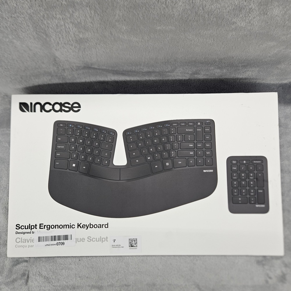 Incase Sculpt Ergonomic Keyboard With Dongle Wireless Cushioned Palm Rest Black